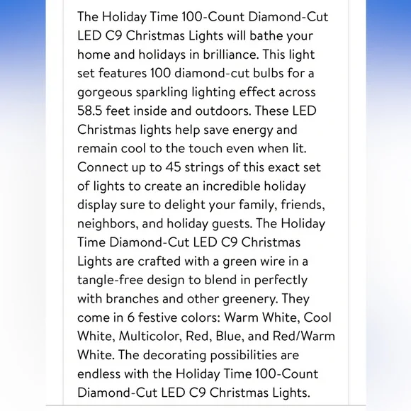 100 LED C9 String Lights 58’ - Picture 8 of 10